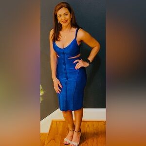 bebe Royal Blue Backless Dress